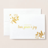 Dorée Floral Rouge Blush rose Noël Carte photo (Devant avec enveloppe)