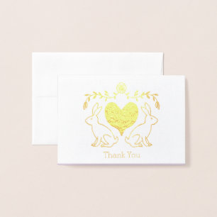 Dorée Foil Bunny & Carte de remerciements de coeur