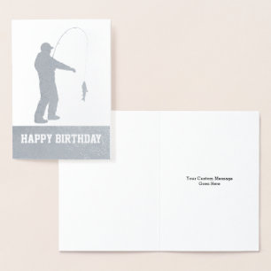 Dorée Foil Fishing Bonne Carte d'Anniversaire personnali