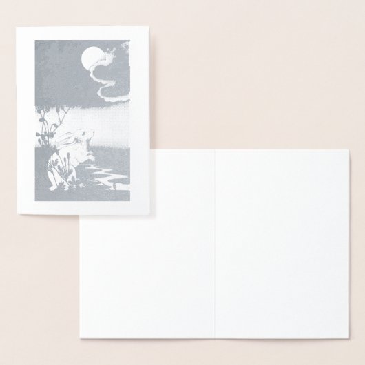 DORÉE FOIL RABBIT AVEC CARTE DE SALUT LUNE (Affichage)