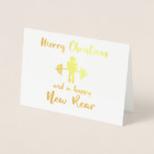 Dorée Funny Fitmas Foil Carte de Noël (Devant)