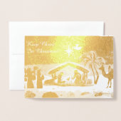 Dorée Garder Christ dans la carte à huile de Noël (Devant avec enveloppe)