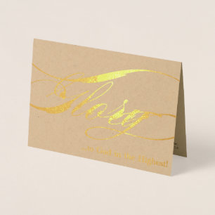 Dorée Gloire à Dieu Gold Foil Carte de voeux de Noël