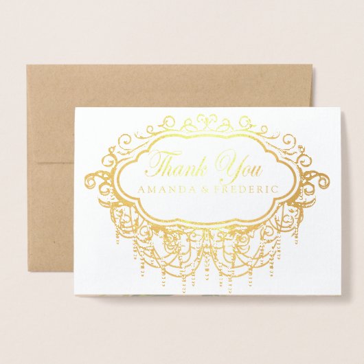 Dorée Gold Foil - Carte de remerciements Mariage d'autom (Devant avec enveloppe)