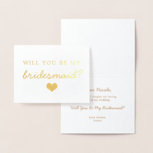 Dorée Gold Foil Heart Serez-Vous Ma Carte D'Épouse