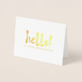 Dorée Gold Foil Hello carte de note personnalisée (Devant)