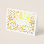 Dorée Gold Foil Joli Oiseaux et Fleurs Carte de Noël (Devant)
