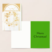 Dorée Gold Foil Joyeux Noël Wreath carte de voeux (Affichage)