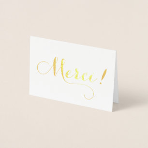 Dorée Gold Foil MERCI Calligraphie Carte de remerciement