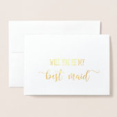 Dorée Gold Serez-Vous Ma Meilleure Carte De Demande De M (Devant avec enveloppe)