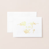 Dorée Gold Serez-Vous Notre Carte De Demande Mariage MC (Devant avec enveloppe)