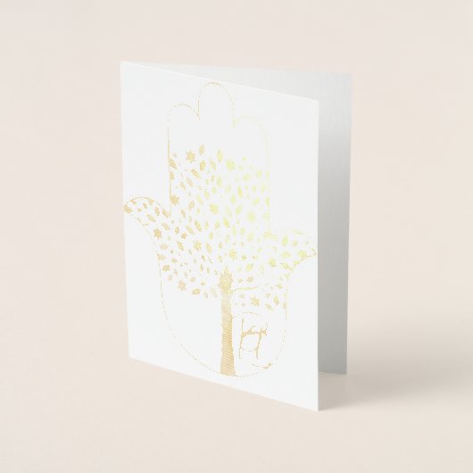 Dorée Hamsa Tree of Life Carte cadeau juive (Devant)