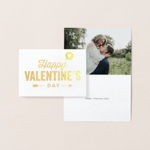 Dorée Heureuse Sainte-Valentin Gold Foil Carte photo per
