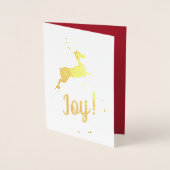 Dorée Joie ! Carte Foil Reindeer Rouge Vos Mots (Devant)