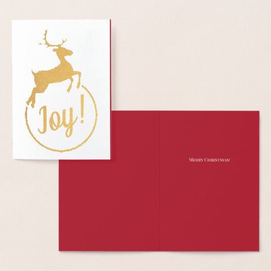 Dorée Joie ! Carte Foil Reindeer Rouge Vos Mots (Affichage)