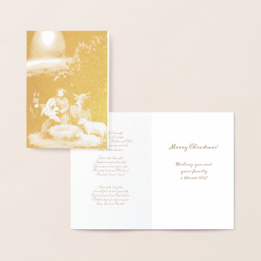 Dorée Joyeuse carte Foil de la nativité de Noël (Affichage)