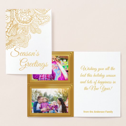 Dorée JOYEUSES FÊTES ! Carte de vacances personnalisée 2 (Affichage)