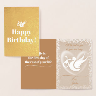 Dorée Joyeux Anniversaire Carte en Papier d'Aluminium Bé
