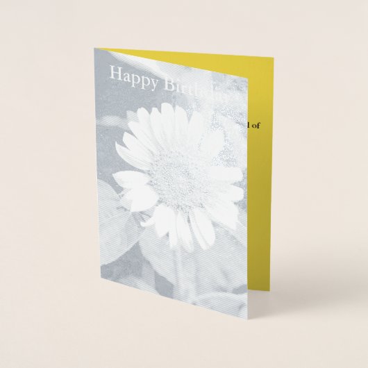 Dorée Joyeux Anniversaire Jaune Tournesol Argent Carte (Devant)