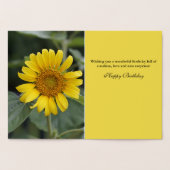 Dorée Joyeux Anniversaire Jaune Tournesol Argent Carte (Intérieur)