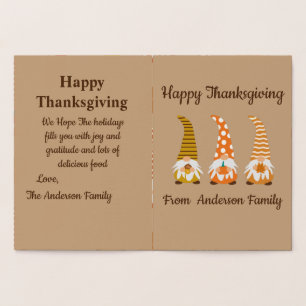 Dorée Joyeux Gnome de Thanksgiving drôle Carte de vacanc