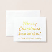 Dorée "Joyeux Noël de nous tous !" Carte (Devant avec enveloppe)