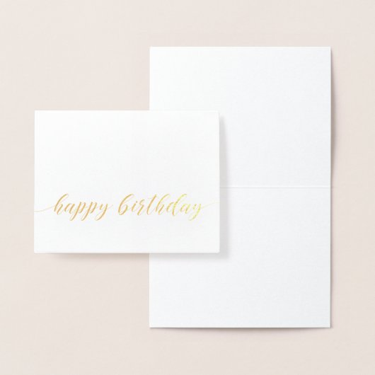 Dorée Joyeux Script d'anniversaire Gold Foil Carte de vo (Affichage)