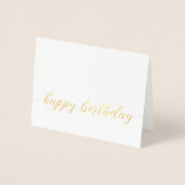 Dorée Joyeux Script d'anniversaire Gold Foil Carte de vo (Devant)