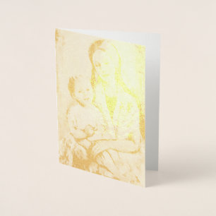 Dorée Madonna avec Carte de voeux en feuille d'or Enfant