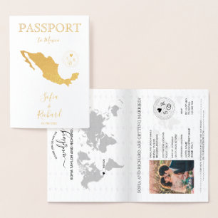 Dorée Mariage Destination Passport Carte du monde Mexiqu