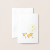 Dorée Mariage Destination Passport Carte du monde NOUVEL (Derrière avec enveloppe)