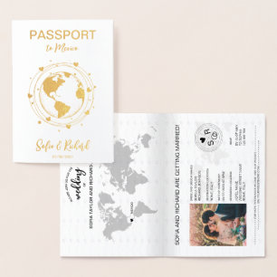 Dorée Mariage Destination Passport Gold Carte du monde C