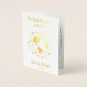 Dorée Mariage Destination Passport Gold Carte du monde C (Devant)