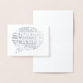 Dorée Merci dans de nombreuses langues Foil Carte de voe (Affichage)