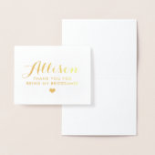 Dorée Merci de l'aide d'État Gold Foil | Carte Bridesmai (Affichage)