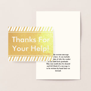 Dorée "Merci Pour Votre Aide !" Carte de vœux