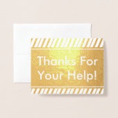 Dorée "Merci Pour Votre Aide !" Carte de vœux (Devant avec enveloppe)