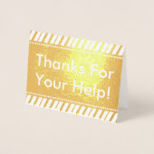 Dorée "Merci Pour Votre Aide !" Carte de vœux (Devant)