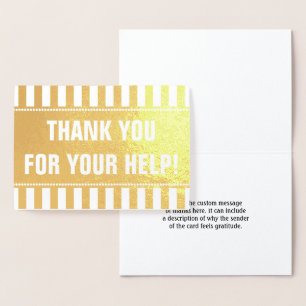 Dorée "MERCI POUR VOTRE AIDE !" Carte de voeux