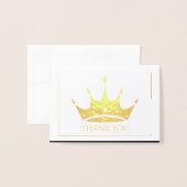 Dorée Mini carte Merci Gold Foil Crown (Devant avec enveloppe)