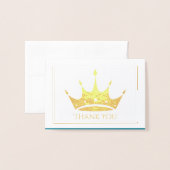 Dorée Mini carte Merci Gold Foil Crown (Devant avec enveloppe)