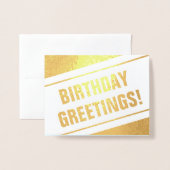 Dorée Minimal, Simple "SALUT D'ANNIVERSAIRE !" Carte (Devant avec enveloppe)