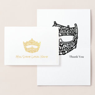 Dorée Miss America Crown Gold Foil Carte de remerciement