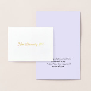 Dorée Miss Mme USA America Carte de remerciements