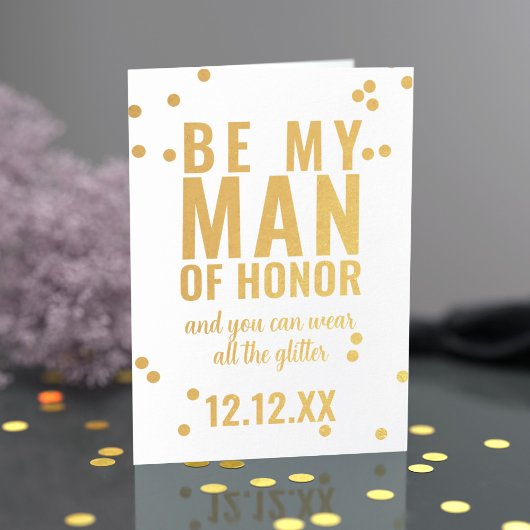 Dorée Modern Be My Man of Honor Proposition Carte de vig