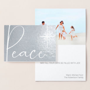 Dorée Paix Simple Minimale Photo Moderne Carte de Noël