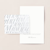 Dorée Peace Love Joy Silver Foil Carte de voeux de Noël (Affichage)