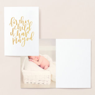 Dorée Personnalisé Pour Cet Enfant J'Ai Prié Carte