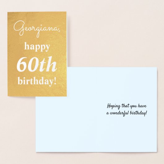 Dorée Plain Gold Foil 60e carte de voeux d'anniversaire (Affichage)