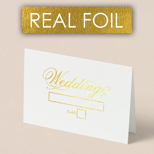 Dorée Real Gold Foil Mariage de luxe Carte Place